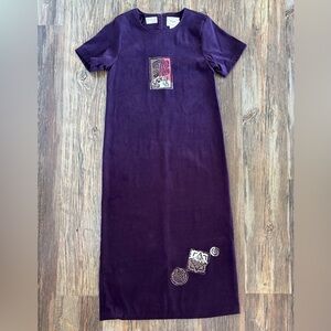 Vtg Country Wear Casuals Lonnie G. Star S/S Maxi Dress Sz S Purple Artsy 1999